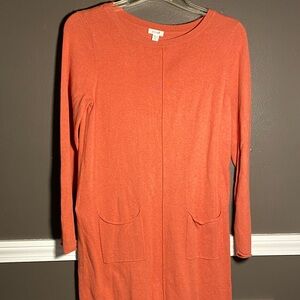 PureJill Women's Salmon Cotton/Cashmere Pocket Sweater Dress